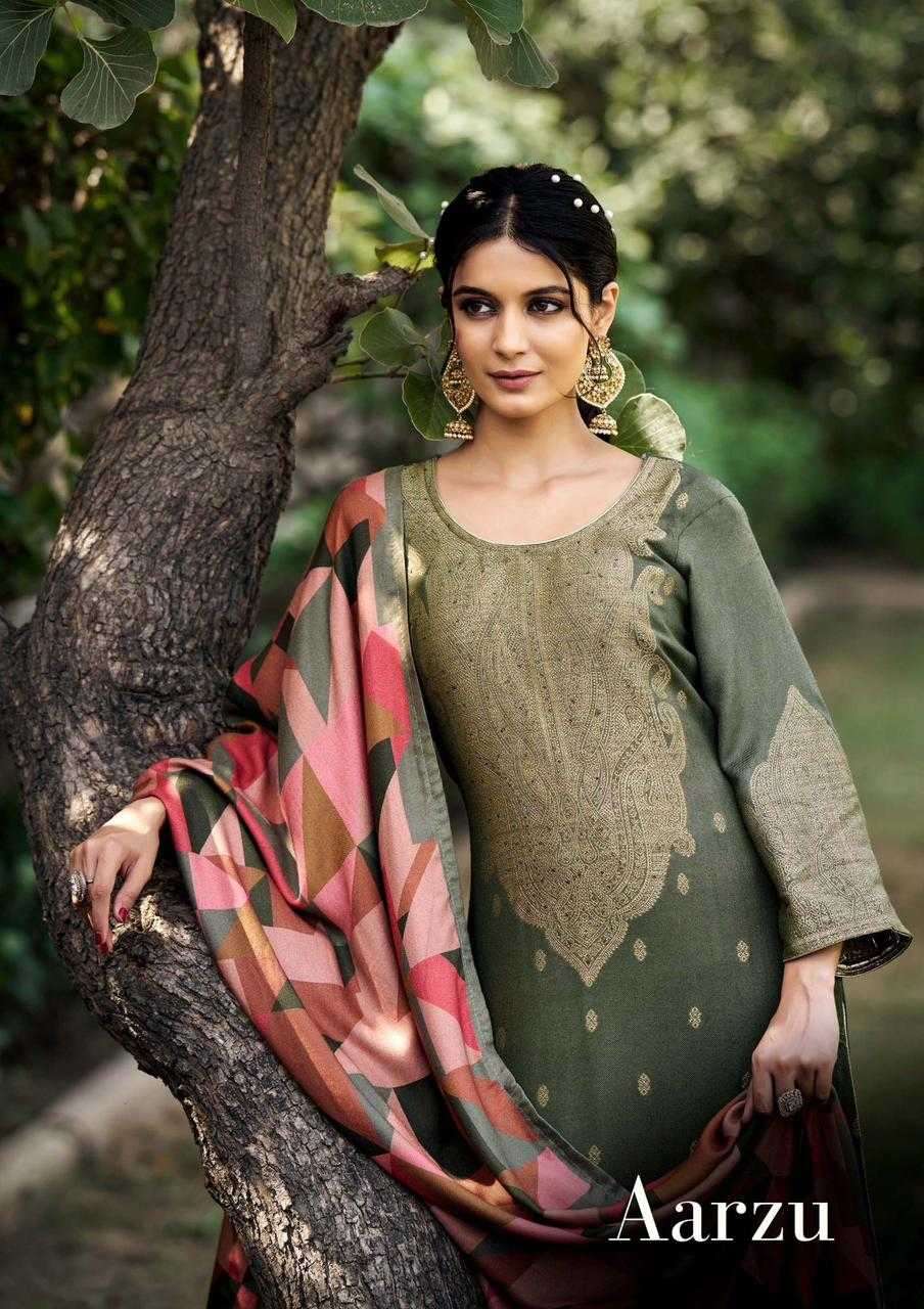 sargam prints aarzu series 1126 pure woolen pashmina jacquard suit 