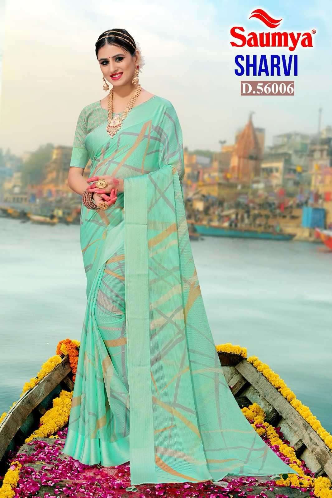 saumya sharvi series 56001-56008 Moss bindi pattern saree