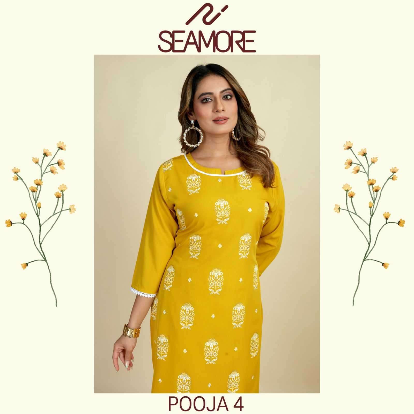 seamore pooja vol 4 series 1011-1014 Crape Kurta With Bottom