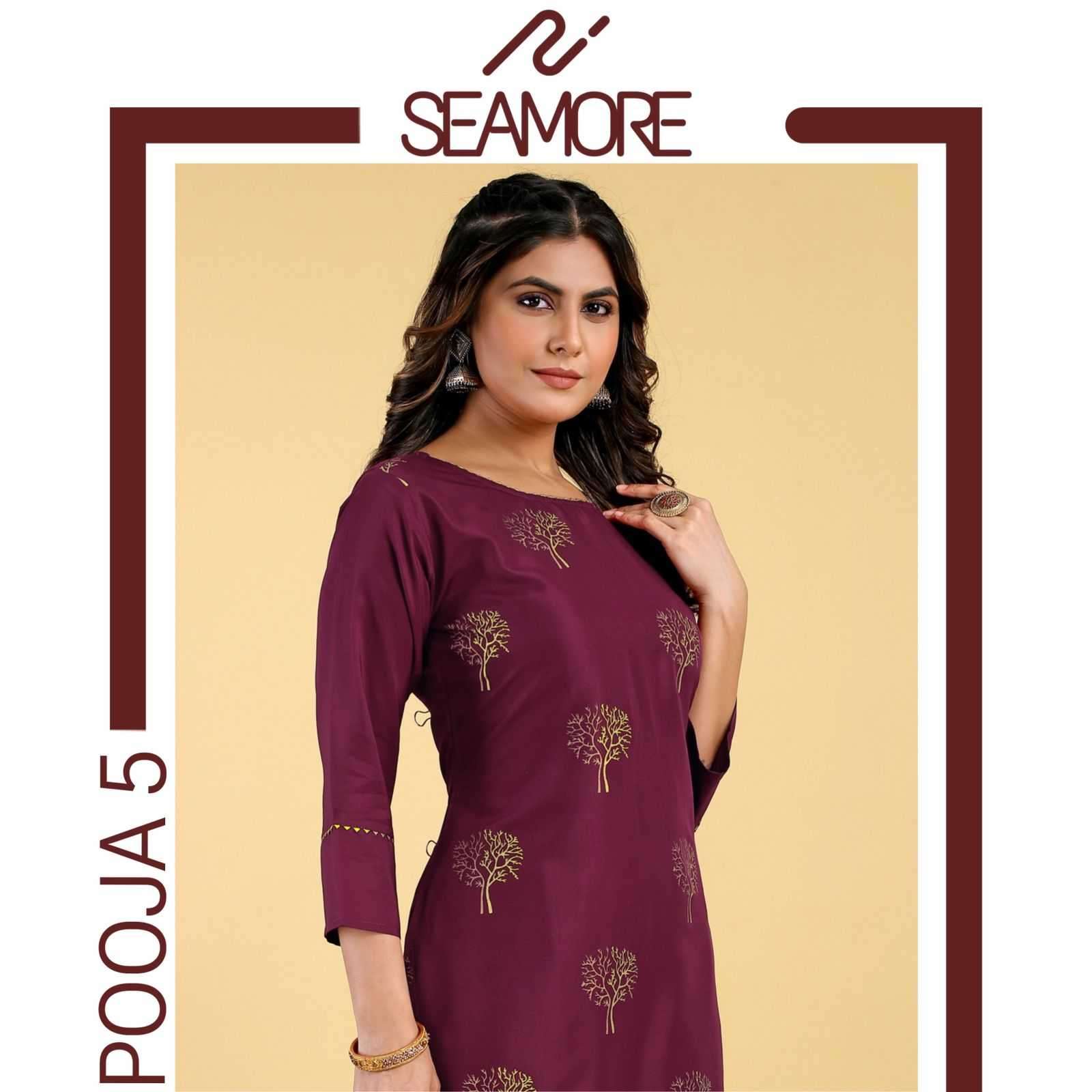 seamore pooja vol 5 Crape Women Kurta With Bottom