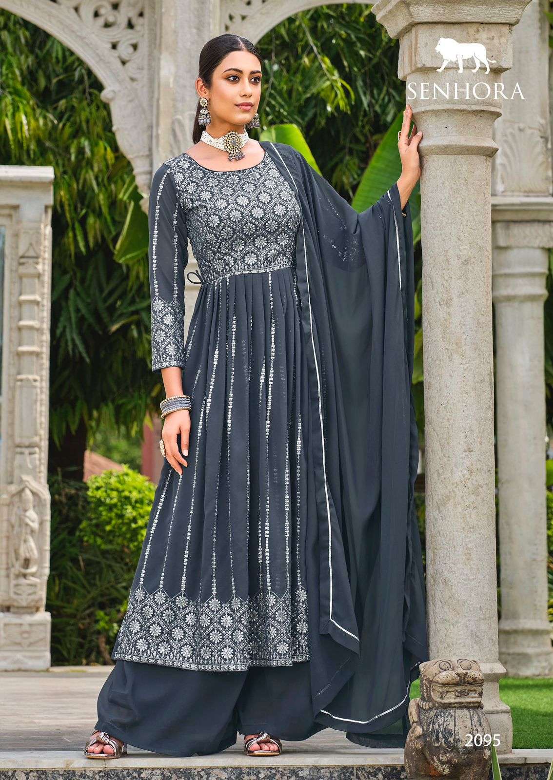 senhora vedika designer pure faux georgette suit 