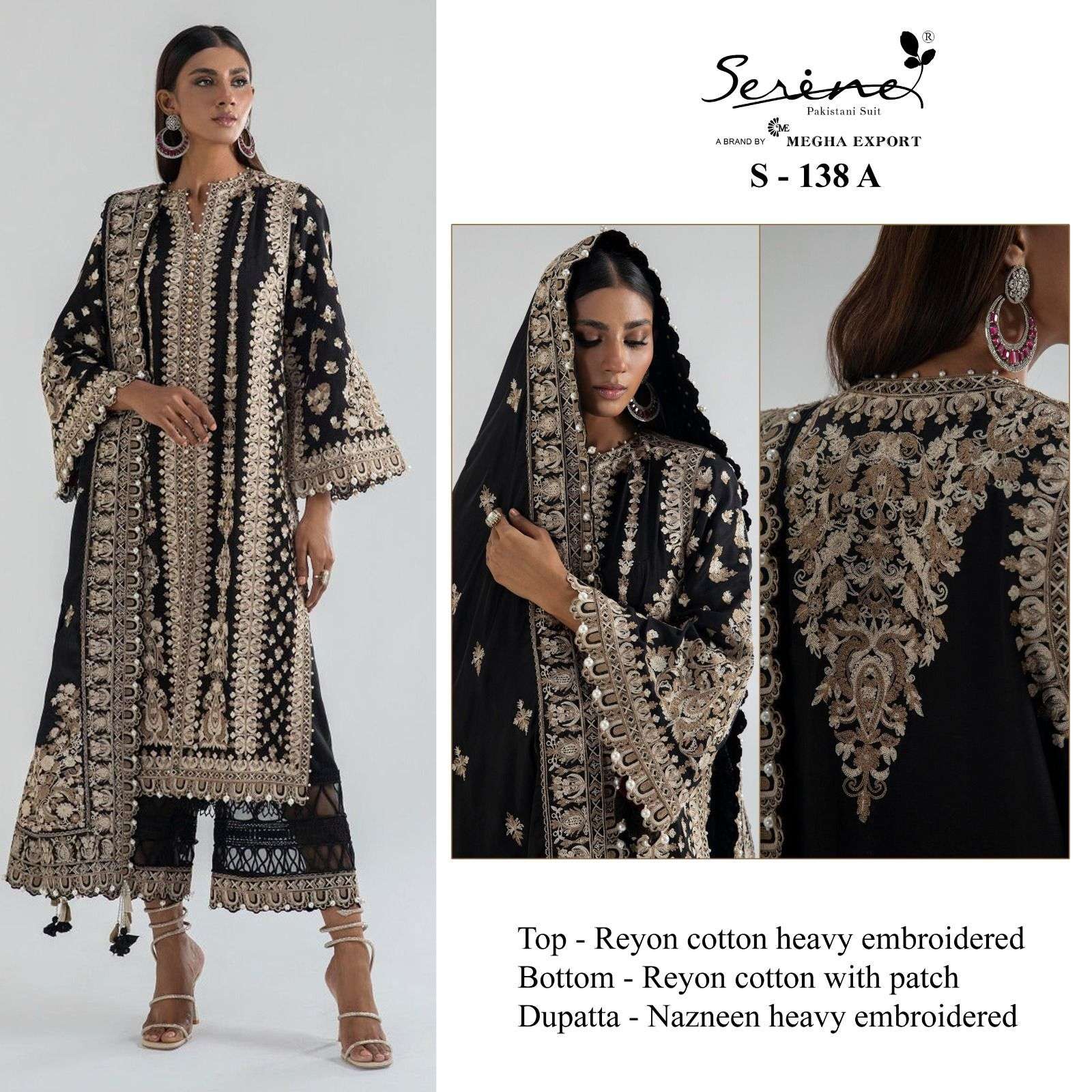 serene S-138 designer rayon cotton suit 