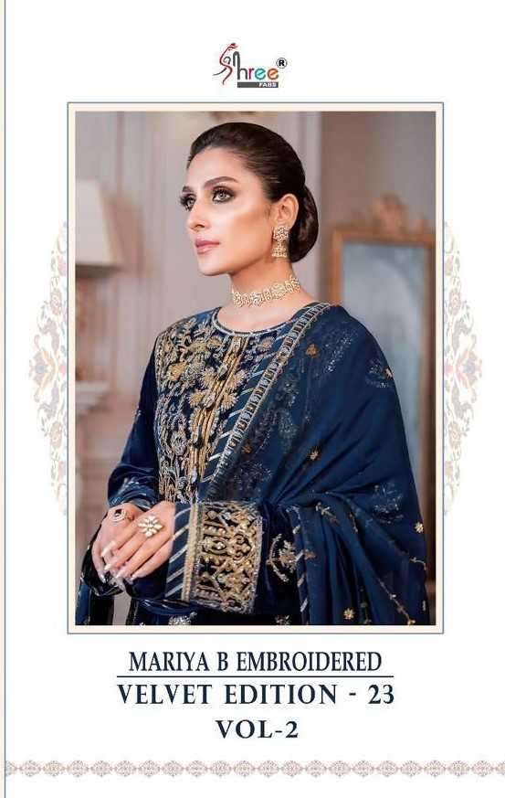 shree fab maria b embroidered velvet 23 vol 2 series 3259-3263 pure velvet suit