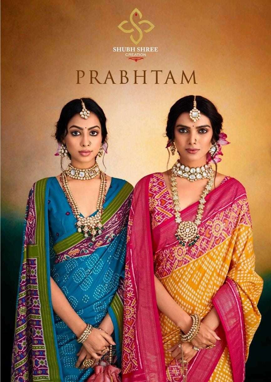 shubh shree creation prabhtam series 101-112 velvet tussar silk saree