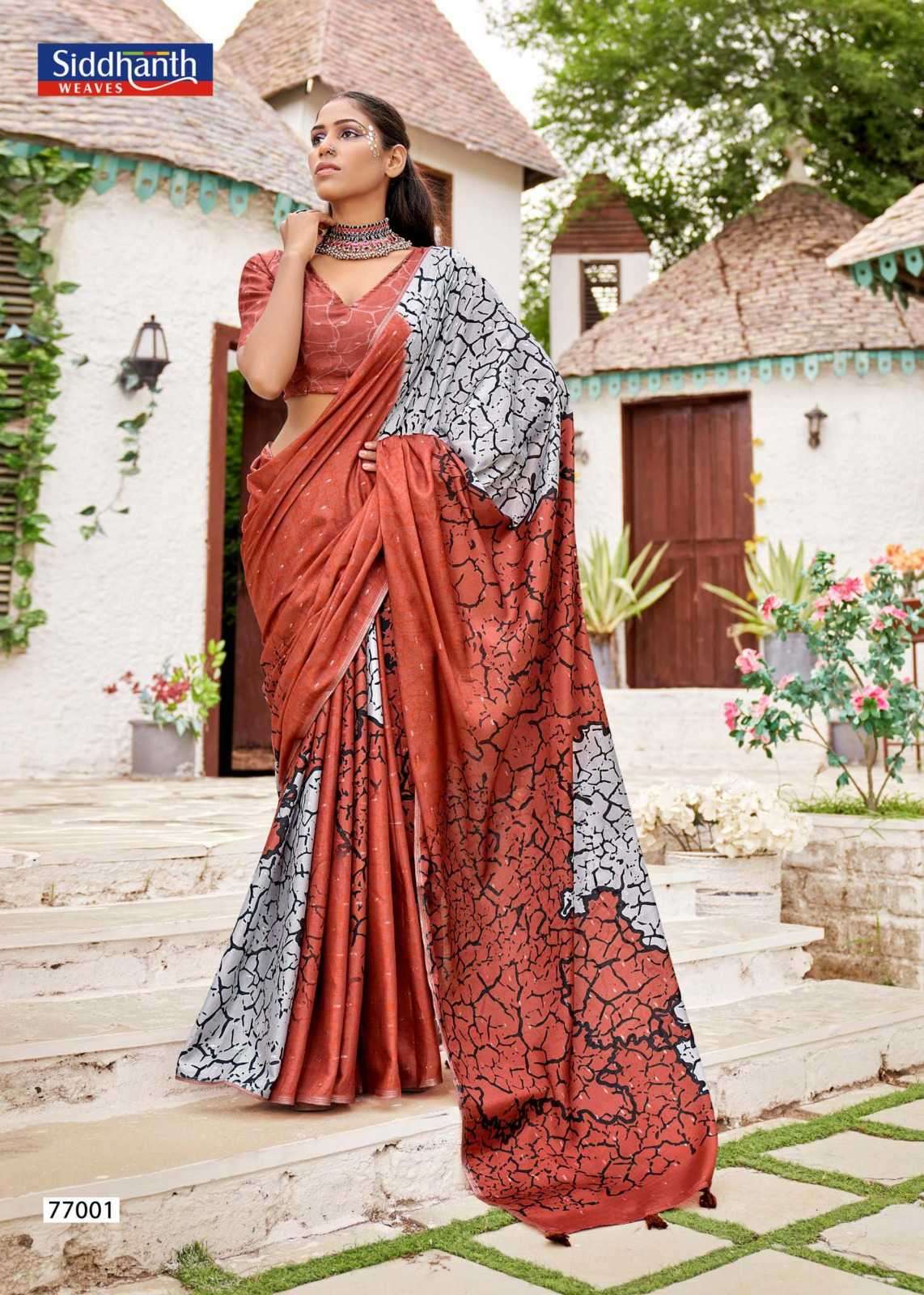 siddhanth weaves digital envorment butti series 77001-77008 cotton saree