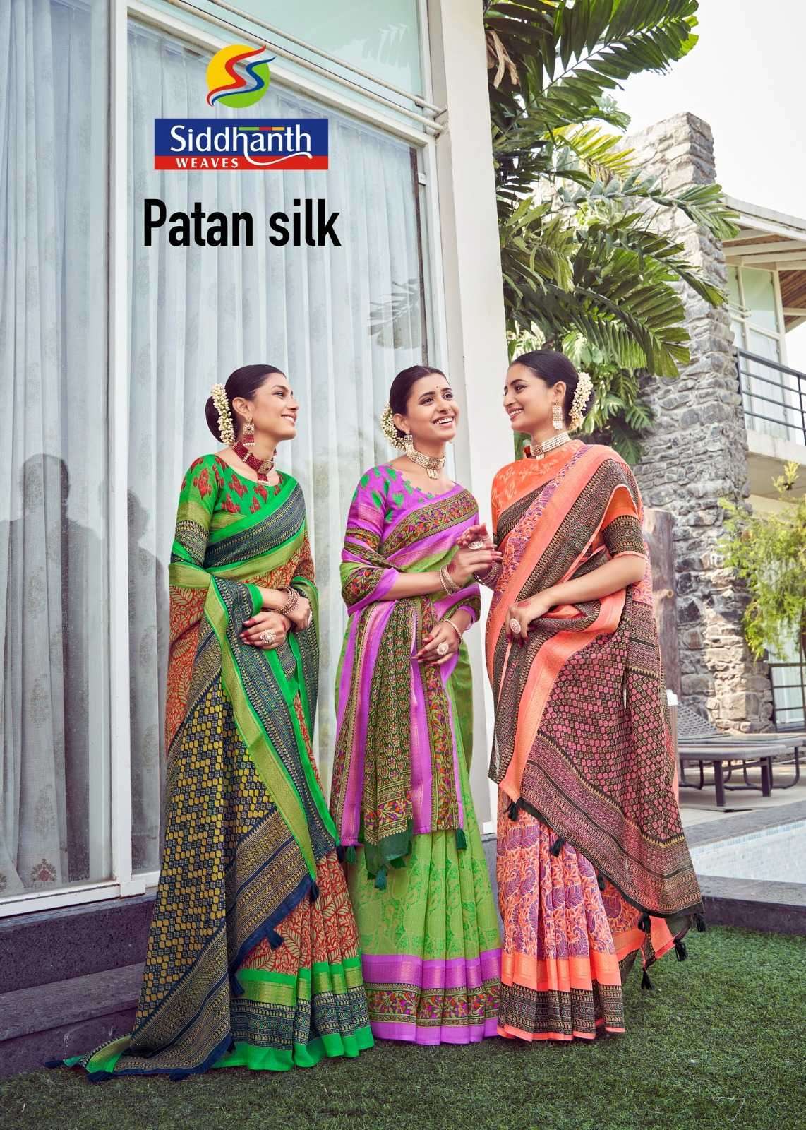 siddhanth weaves patan silk series 93001-93008 fancy cotton saree