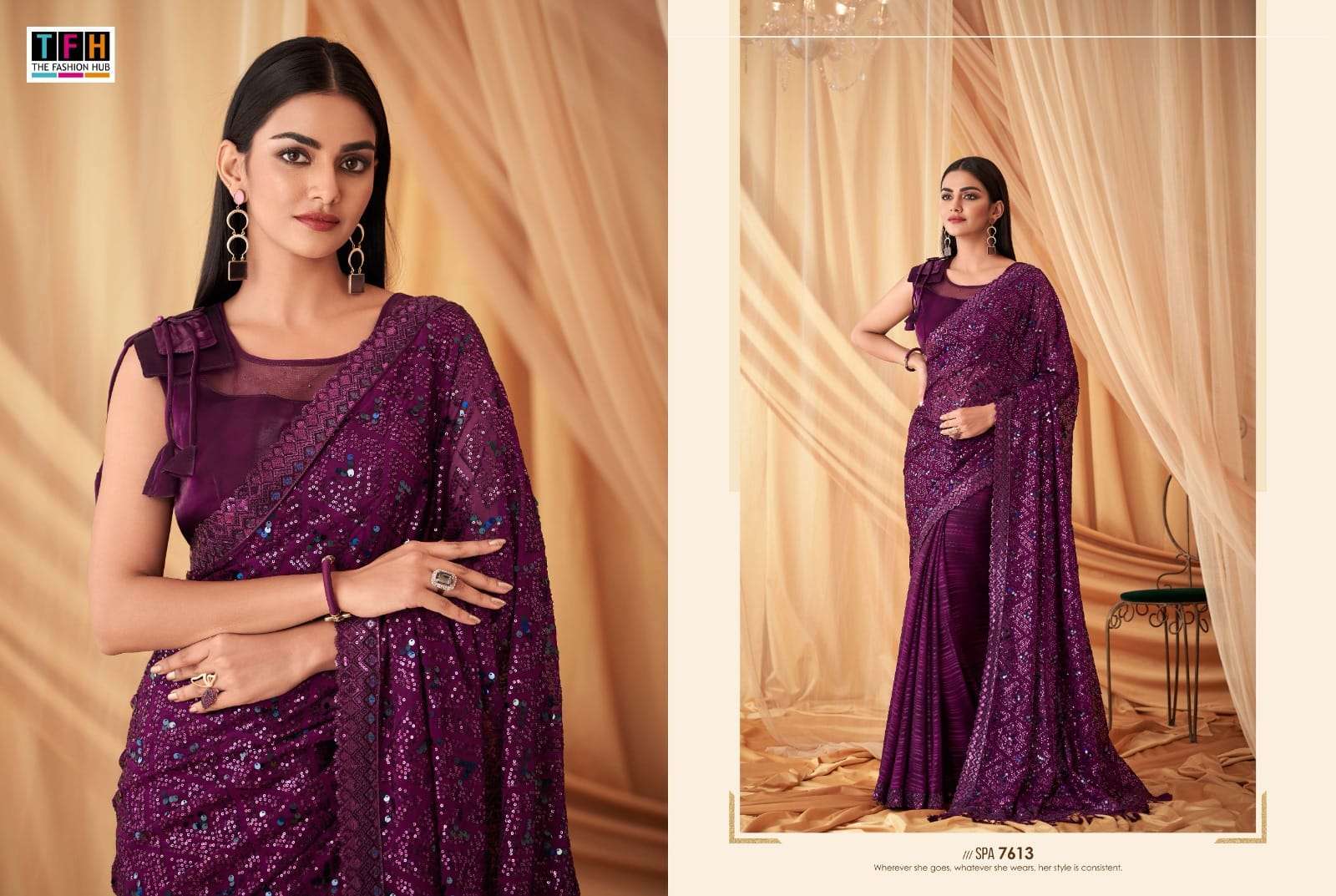 tfh 7600 series sparkle vol 4 designer fancy saree