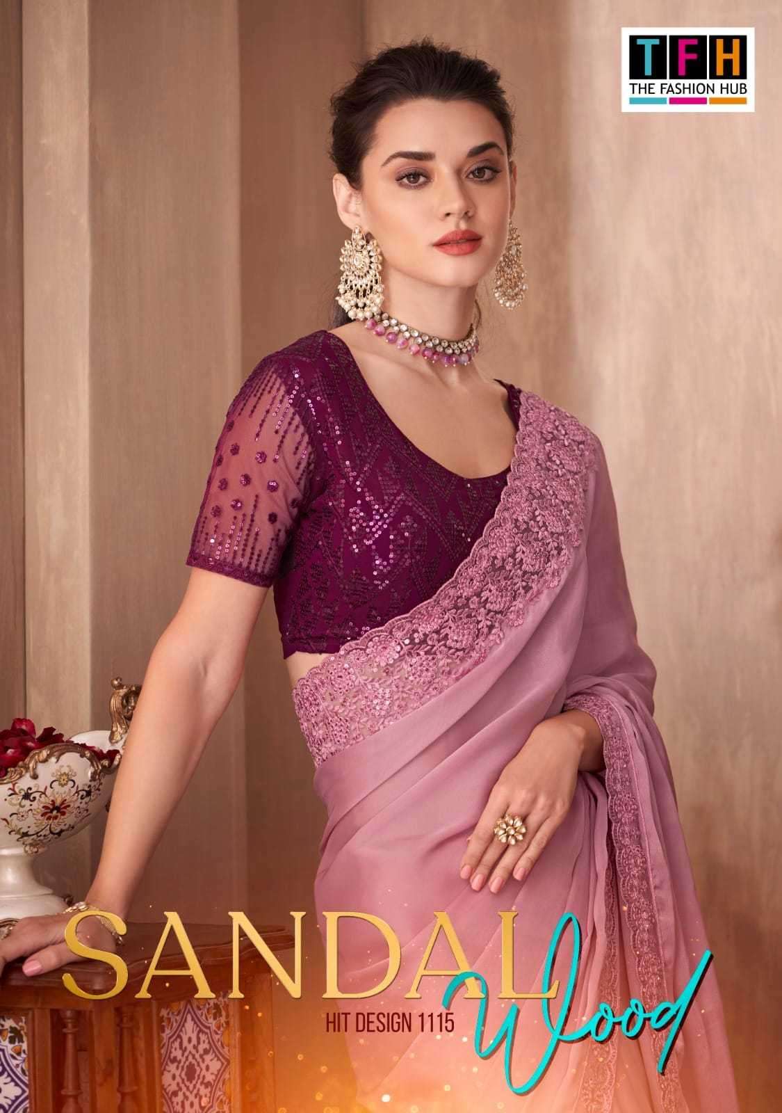 tfh sandalwood 1115 fancy embroidery saree