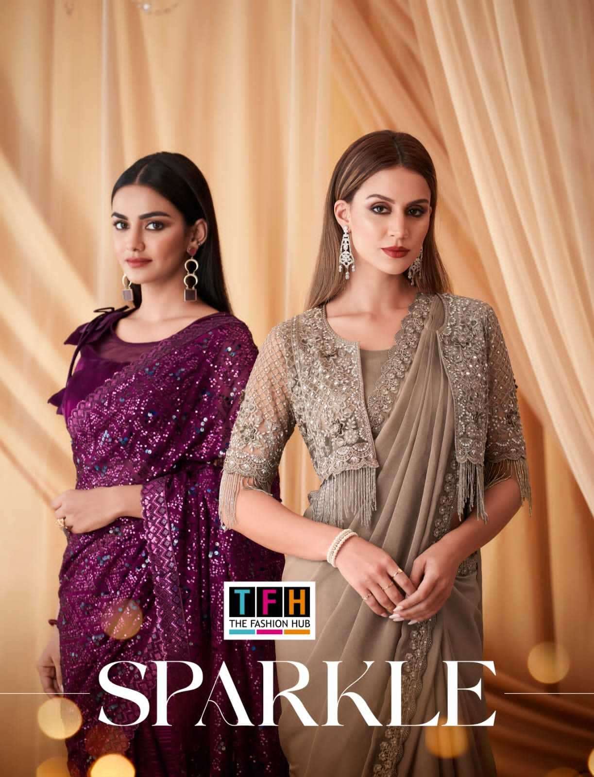 tfh sparkle vol 4 series 7601-7614 georgette saree