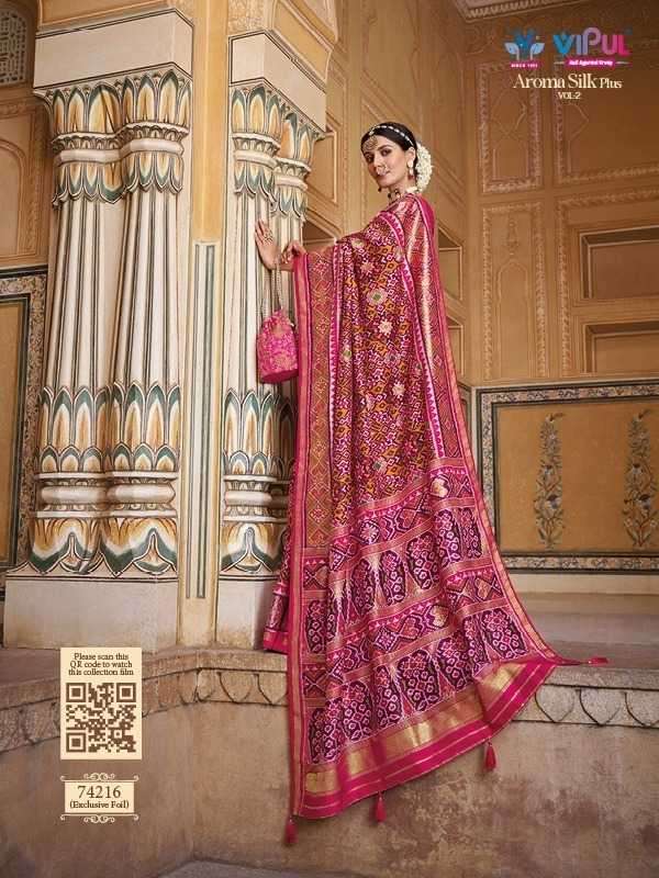 vipul fashion aroma silk plus vol 2 series 74201-74212 patola silk saree