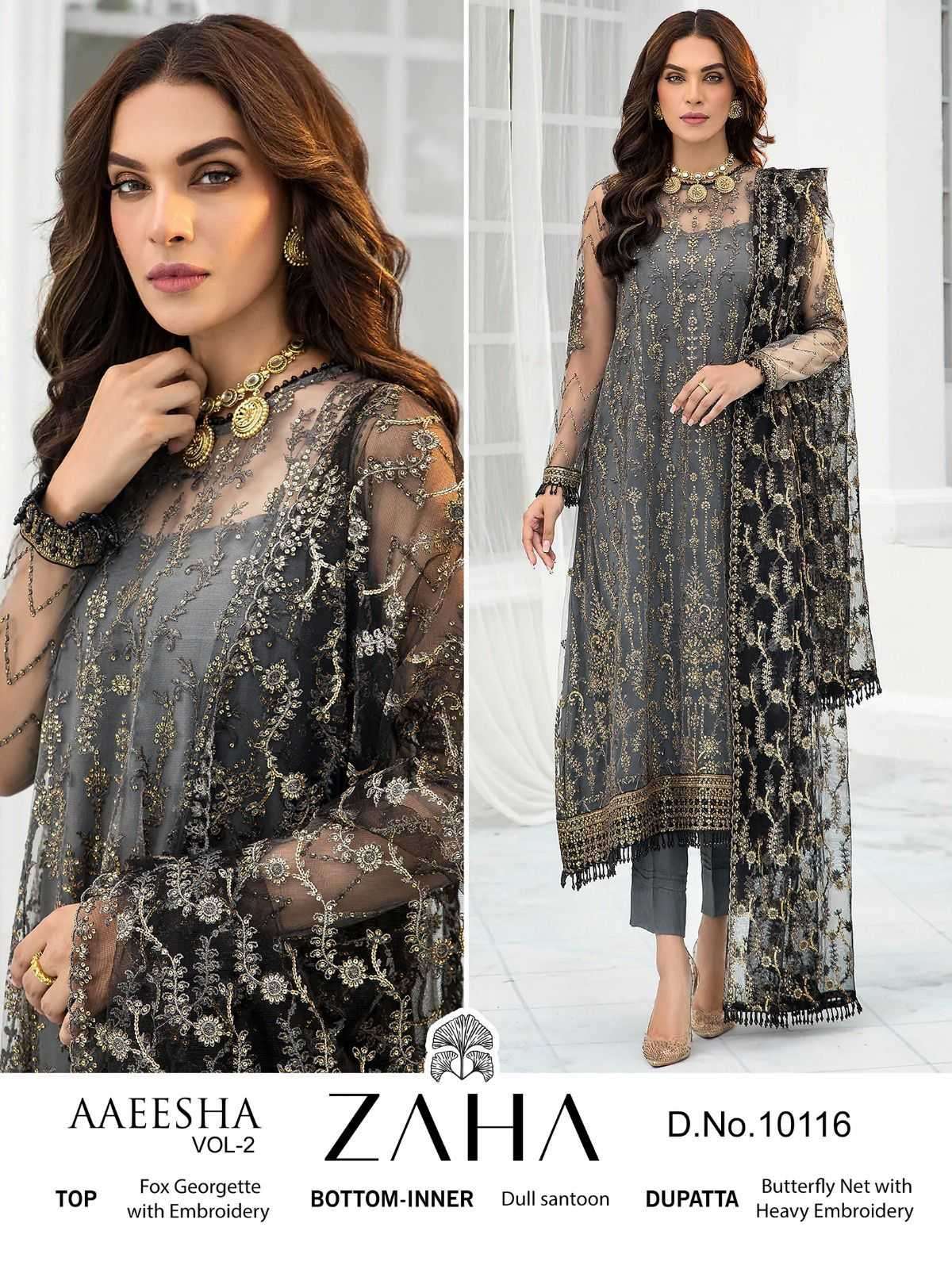 zaha 10116c georgette heavy embroidered suit