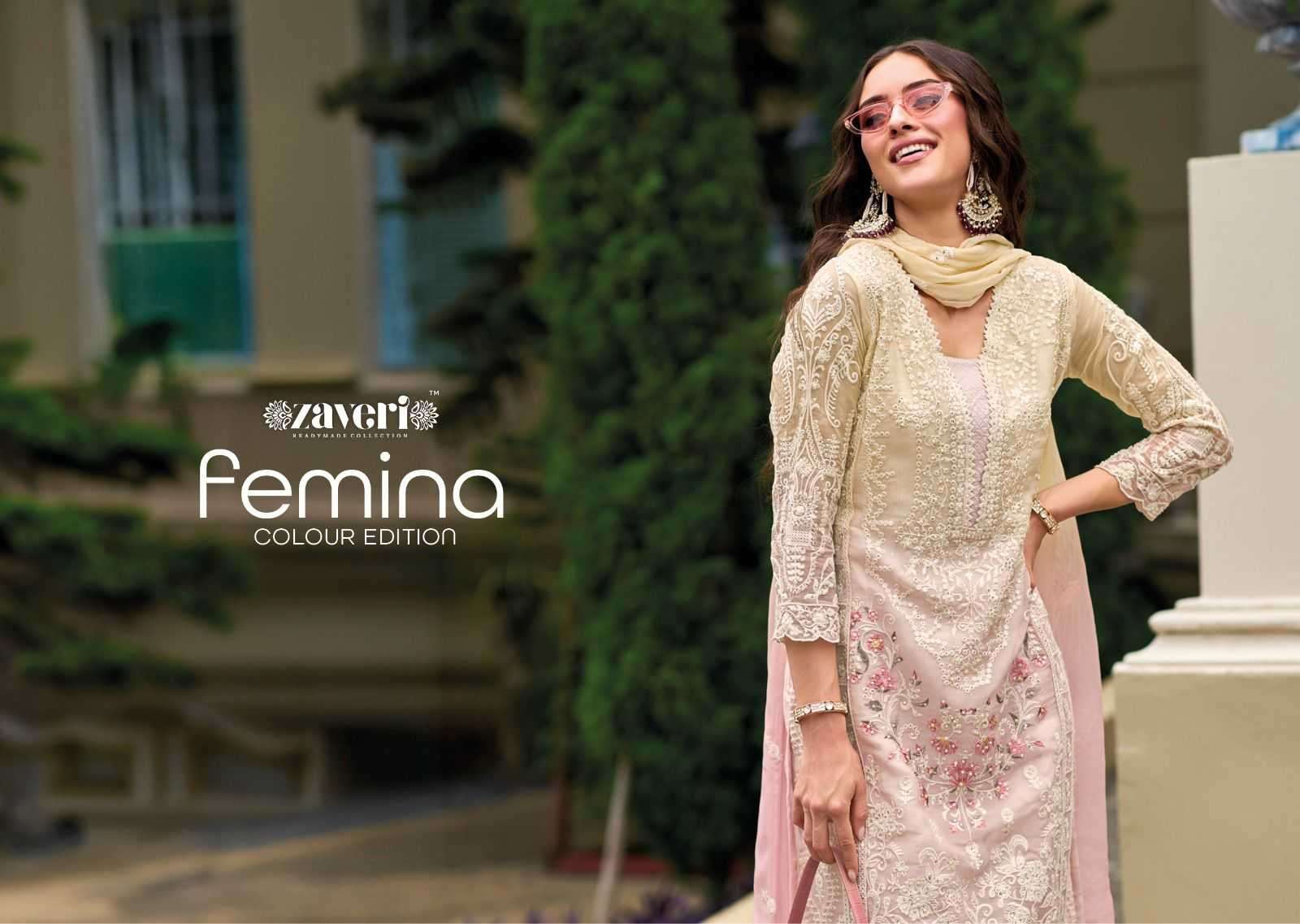 zaveri femina colour edition series 1262-1264 Soft organza suit