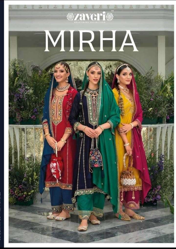 zaveri mirha series 1227-1230 premium silk with embroidery work suit