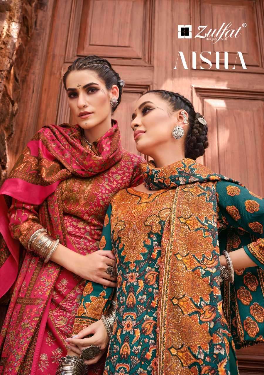 zulfat aisha series 465001-465010 Pure Wool Pashmina Digital Prints suit