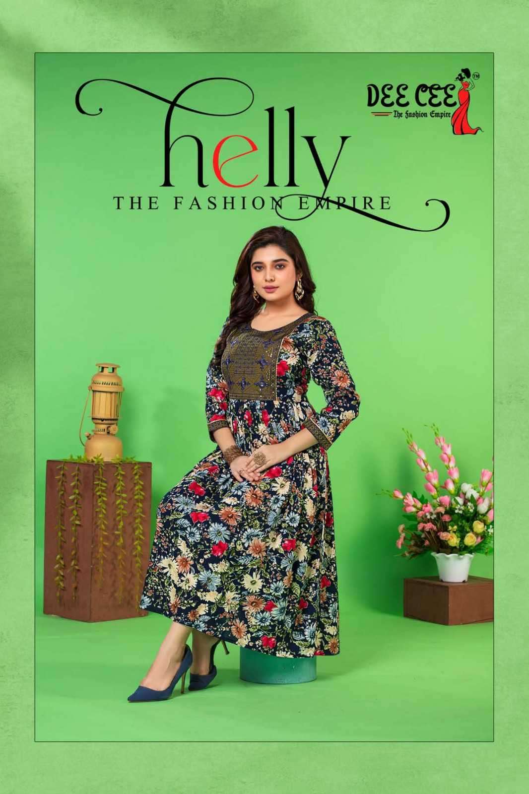 dee cee helly series 101-106 heavy rayon print kurti