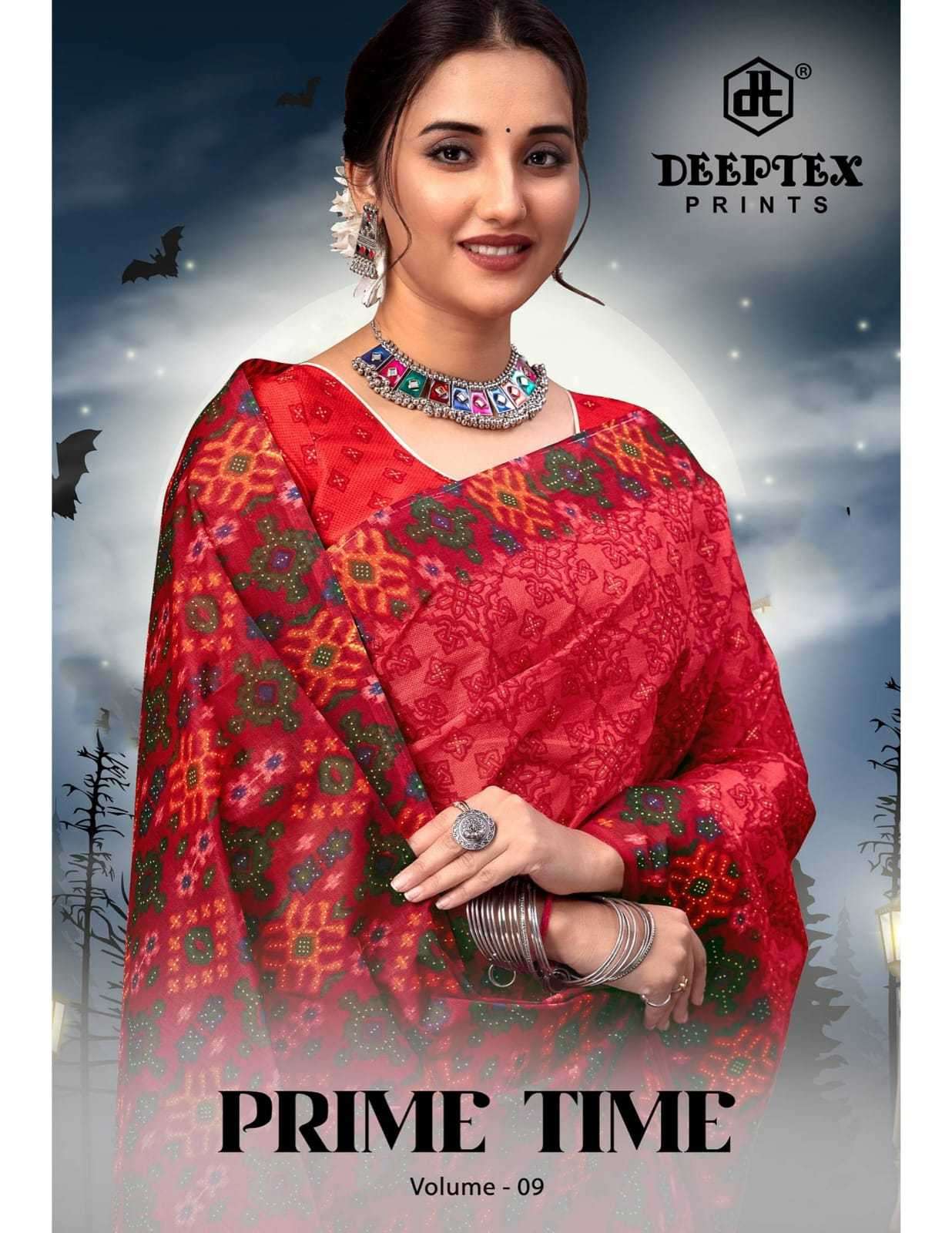 deeptex print prime time vol 9 series 9001-9010 cotton saree