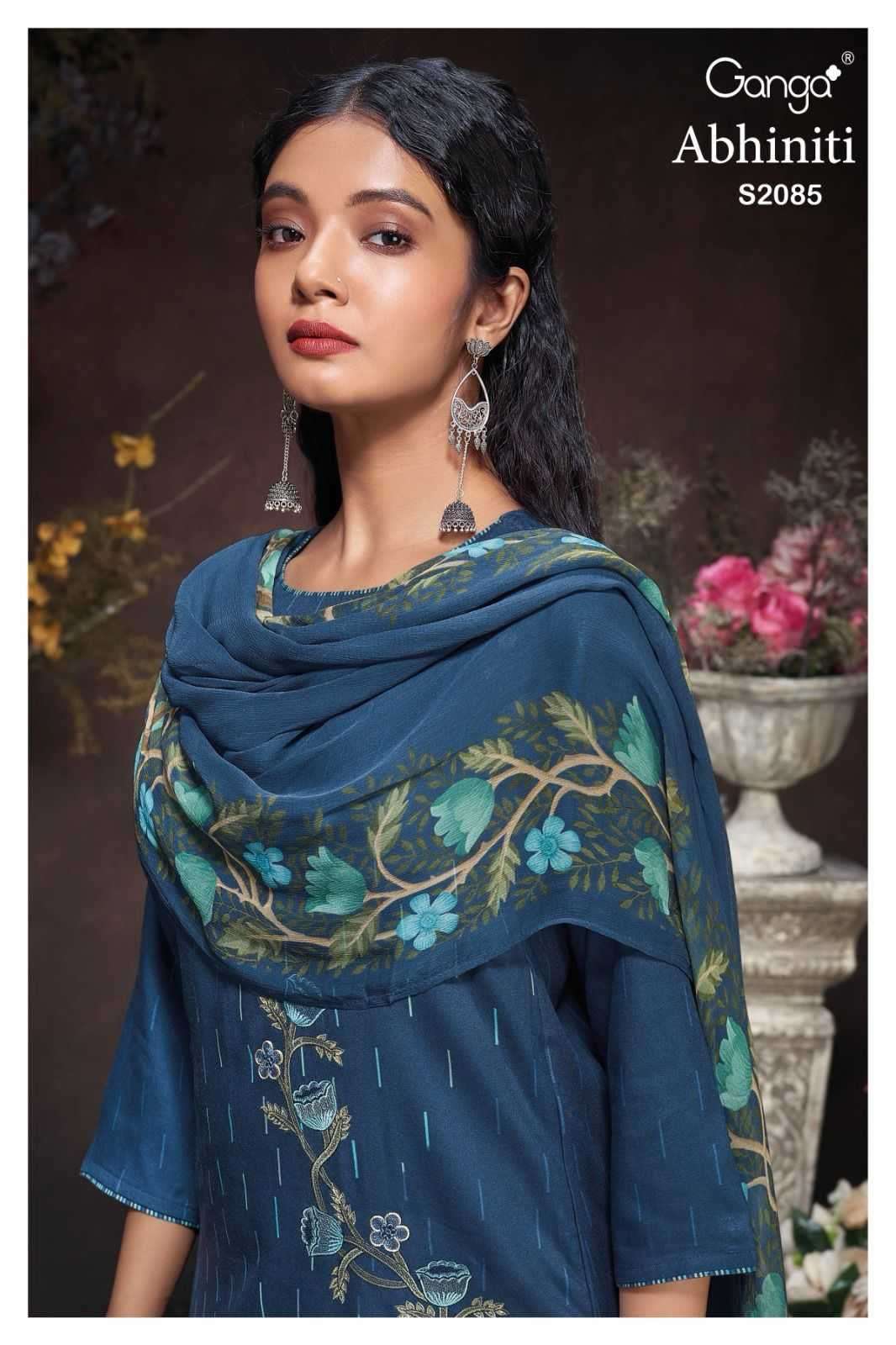 ganga abhiniti 2085 premium wool pashmina suit 