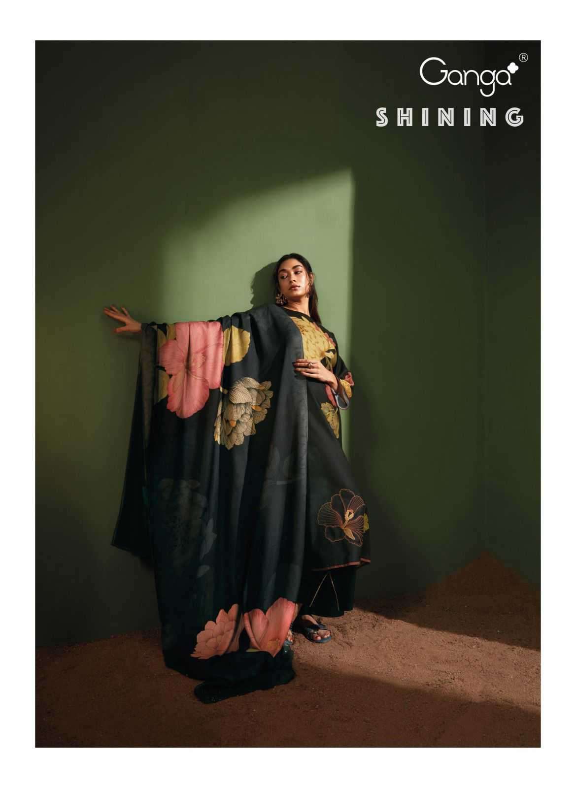 ganga shining series 1611-1616 premium wool pashmina suit 