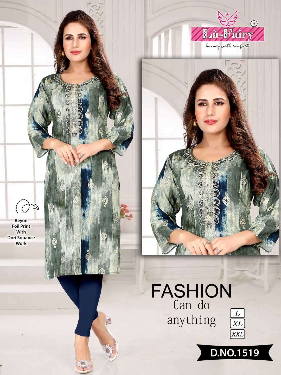 la fairy 1518-1527 Reyon foil print kurti