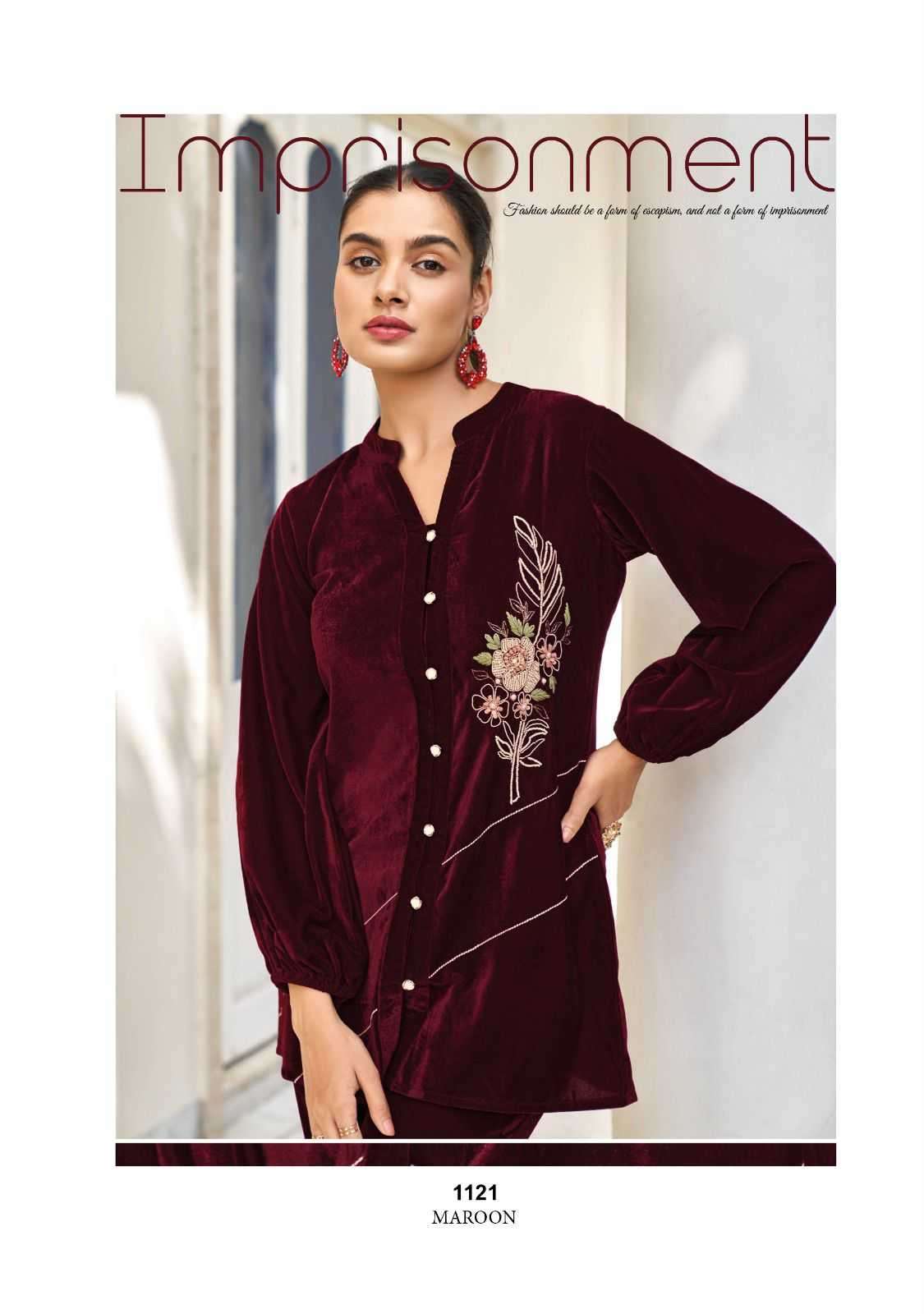 lady leela marbles vol 3 series 1121-1124 velvet fabric co-ord sets