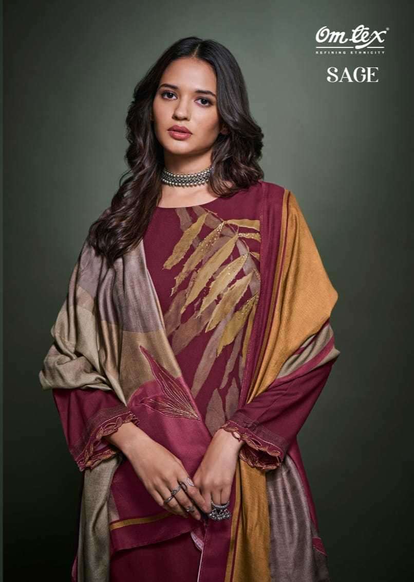 omtex sage series 3011 pure pashmina handwork suit 