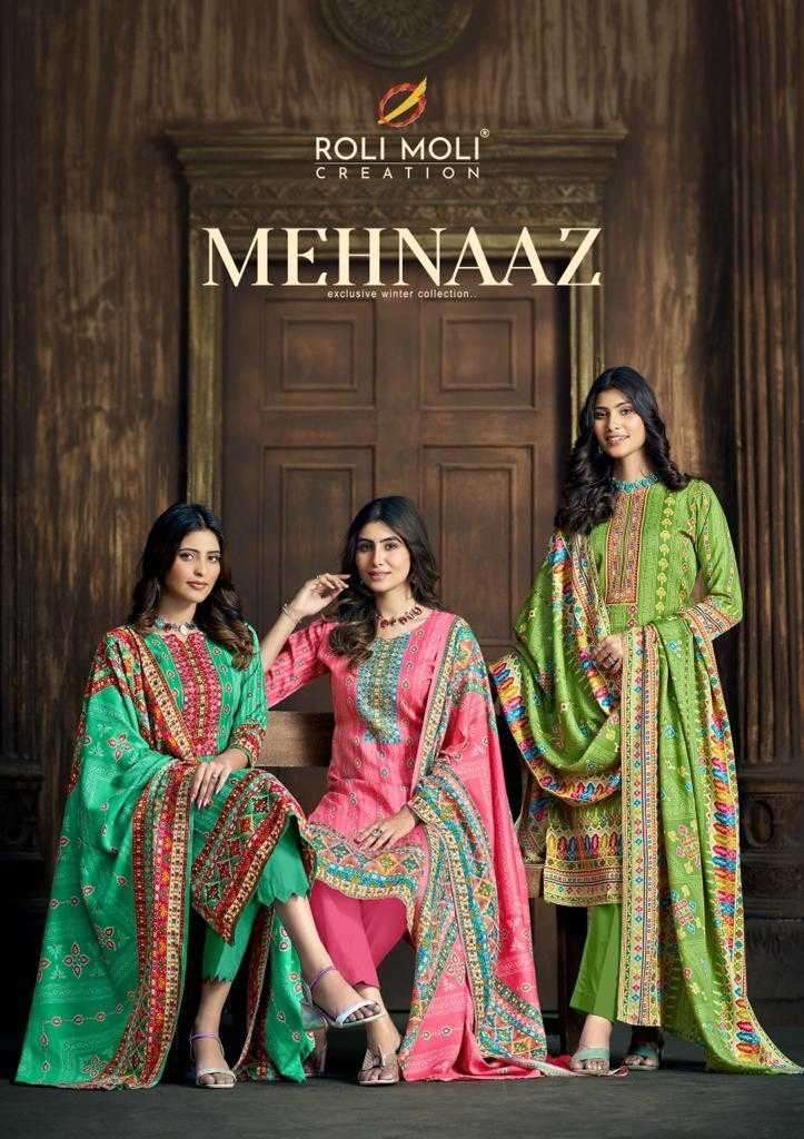 Roli moli mehnaaz series 1001-1008 Heavy Pashmina suit