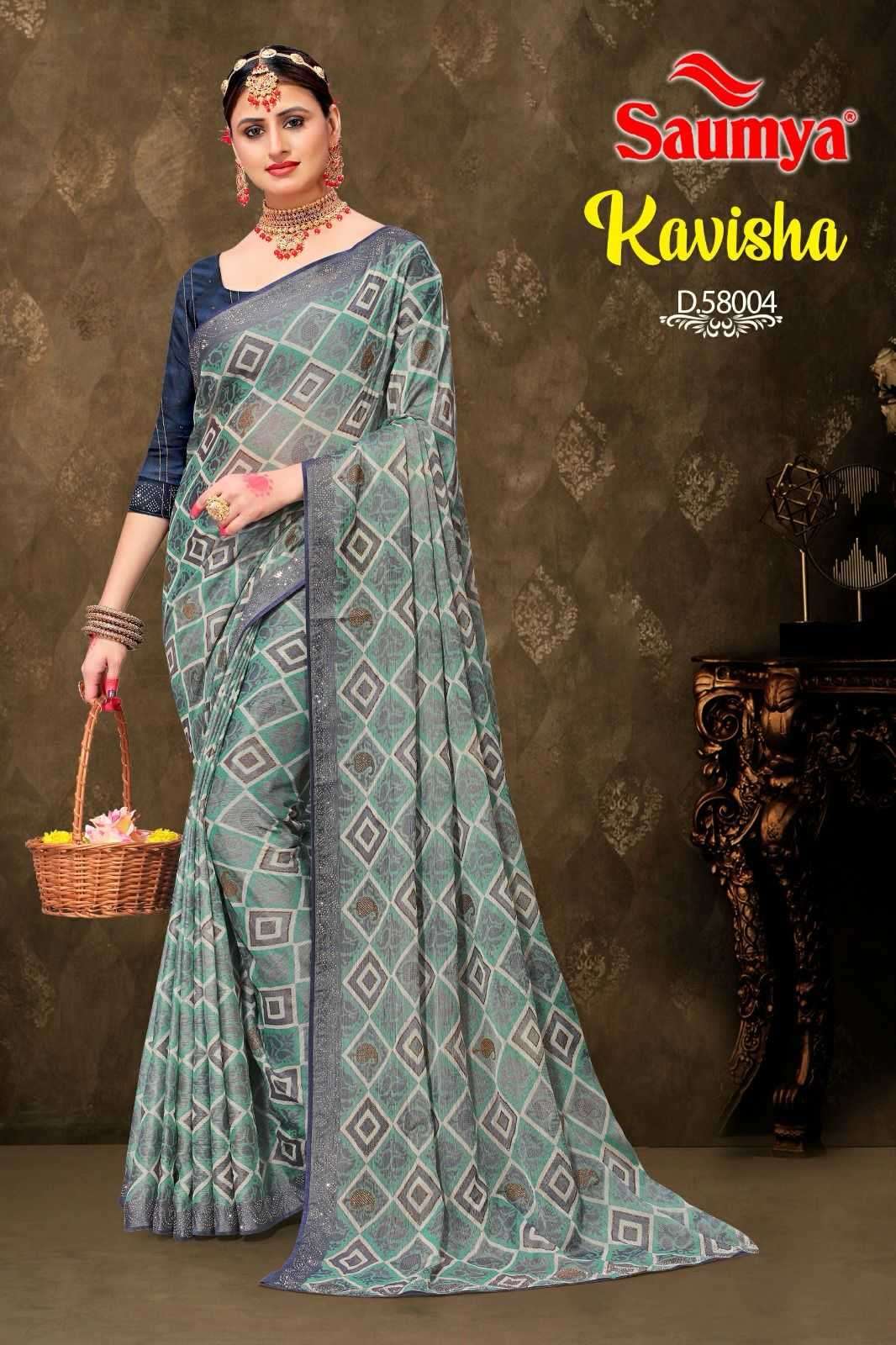 saumya kavisha series 5801-5808 Chiffon brasso saree