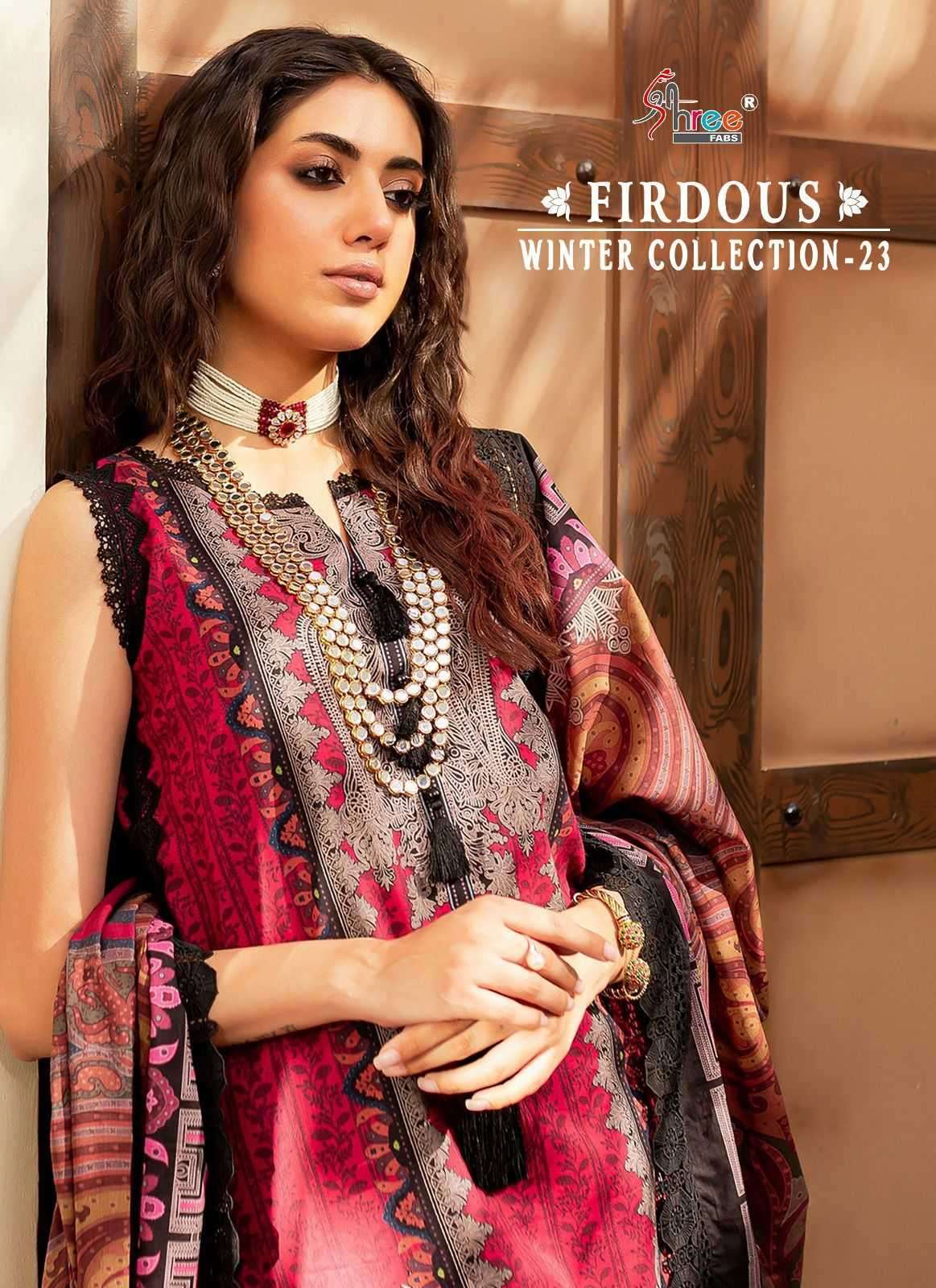 shree fab firdous winter collection 23 series 3322-3329 heavy pashmina suit 