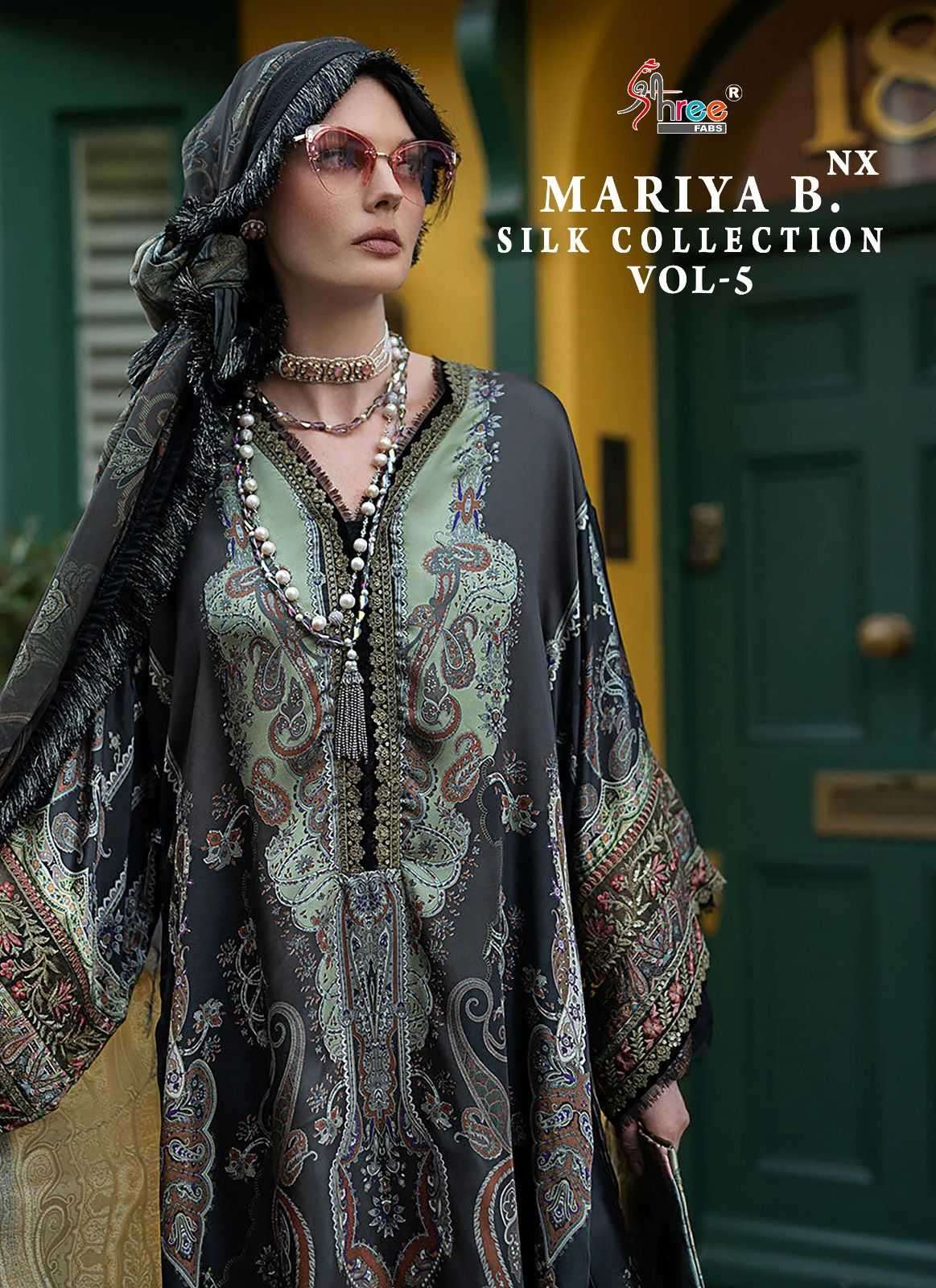 shree fab mariya b silk collection vol 5 nx series 3286-3291 pure japan satin suit 