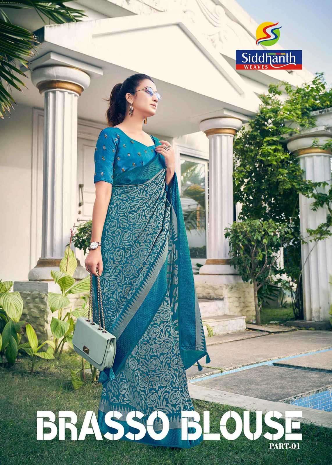 siddhanth weaves brasso blouse vol 1 series 79001-79009 cotton saree