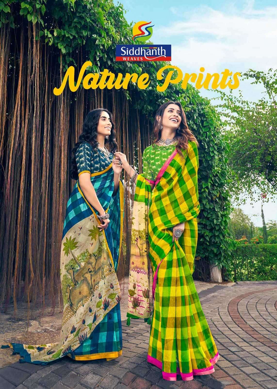 siddhanth weaves nature prints series 73001-73009 cottton saree