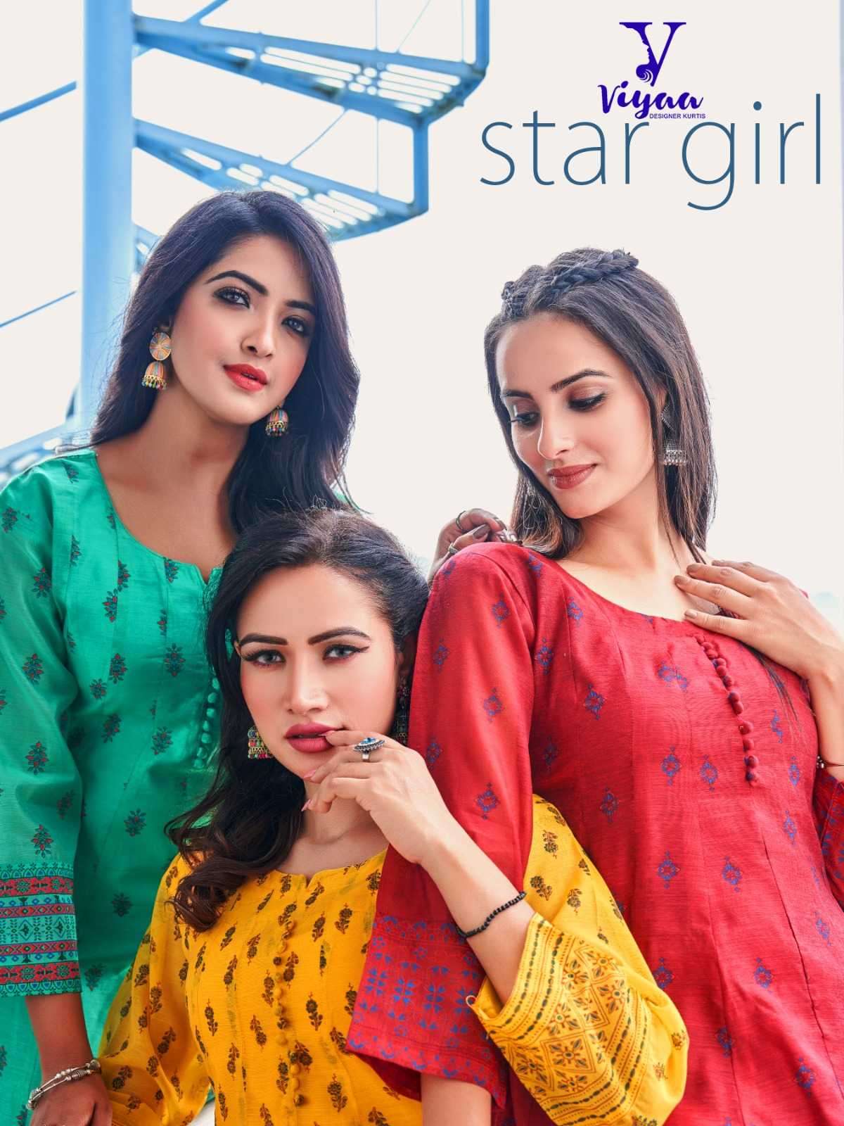 viyaa designer star girl series 101-108 pure chanderi modal kurti 