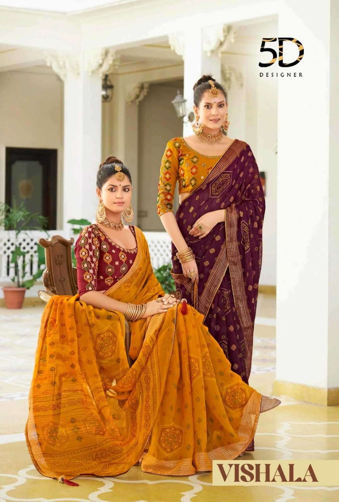 5d designer vishala series 5047-5052 chiffon saree