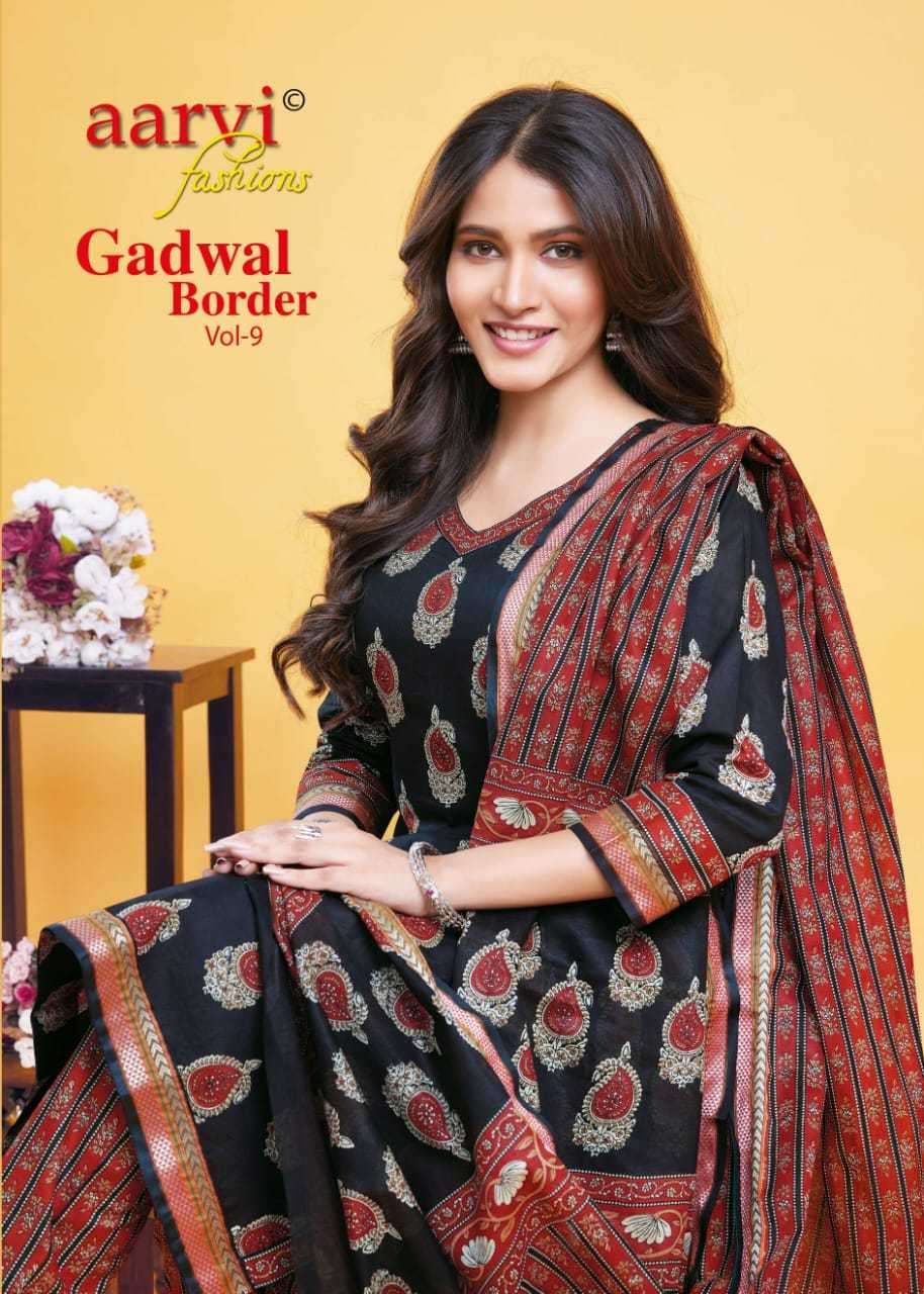 aarvi fashion gadwal border vol 9 series 7241-7248 Gadhwal border cambric suit