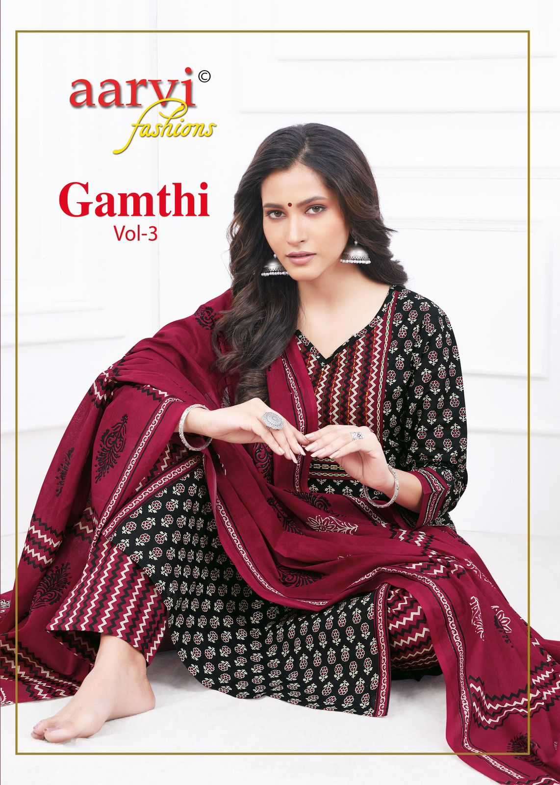 aarvi fashion gamthi vol 3 series 7251-7258 pure cotton readymade suit 