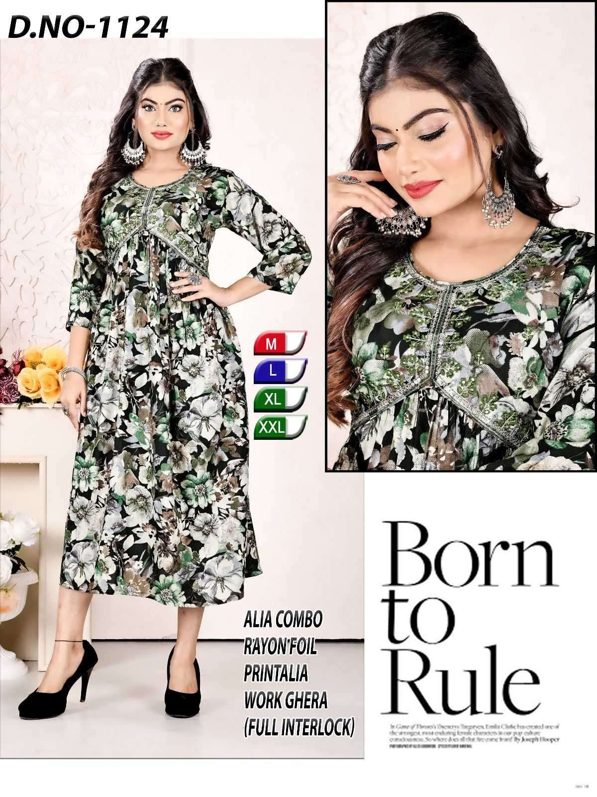 ALIA SERIES-1124.Z PREMIUM REYON FOIL PRINT COMBO KURTI