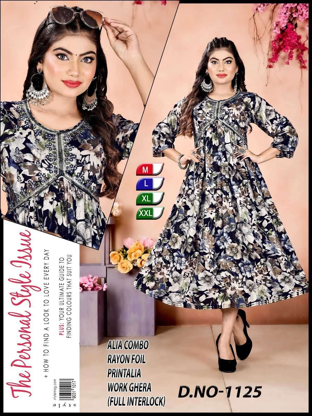 ALIA SERIES-1125.A PREMIUM REYON FOIL PRINT COMBO KURTI