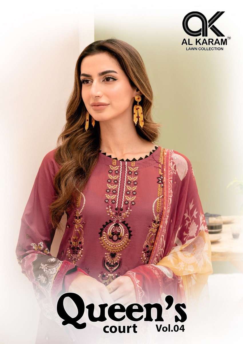 Alkaram Queen Court Vol- 4 series 4001-4006 Pure Cambric Cotton suit