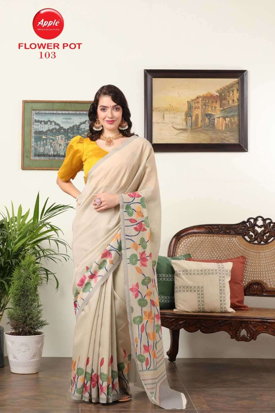 apple flower pot kota series 101-108 chanderi saree