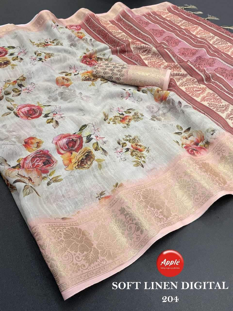 apple sarees soft linen digital vol 2 series 201-206 linen saree