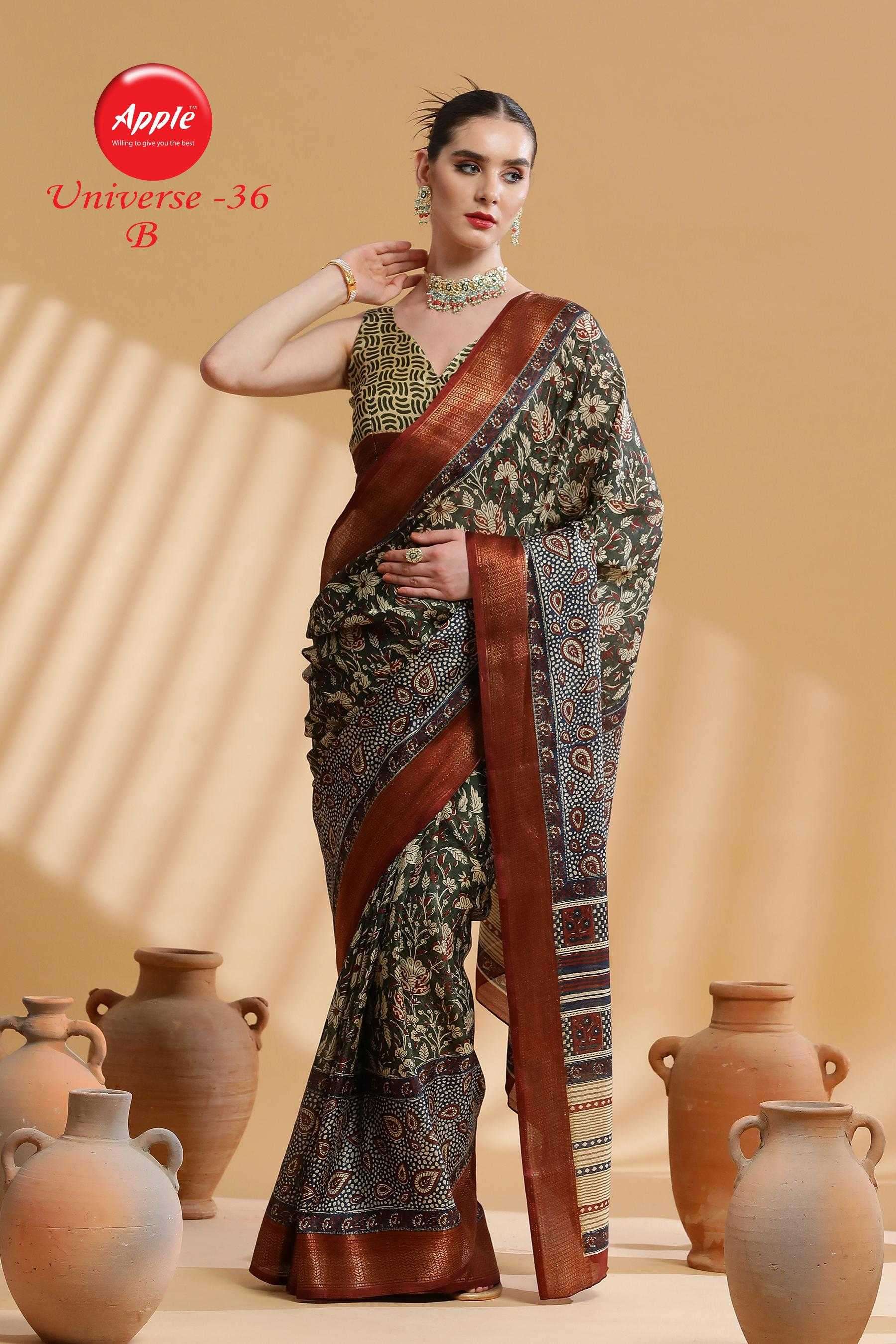 apple universe 36 dola jacquard saree