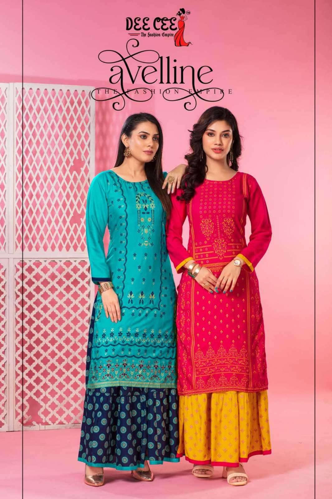 dee cee avelline series 101-106 heavy rayon kurti