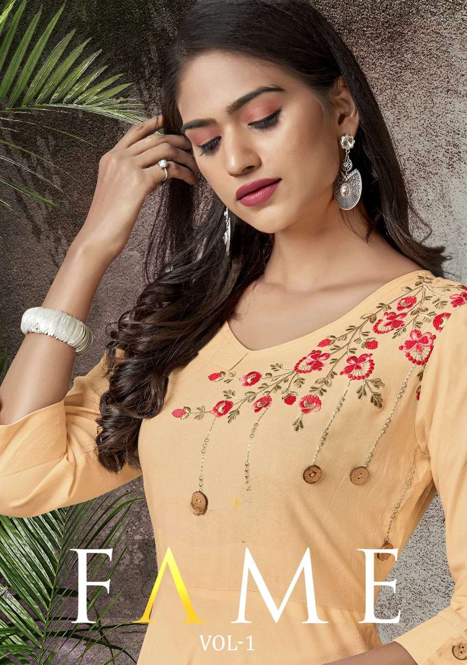 fame vol 1 designer 14KG Heavy Riyon Long  Kurti