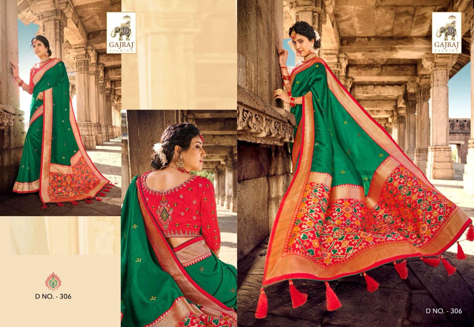 gajraj 300 series designer fancy silk saree