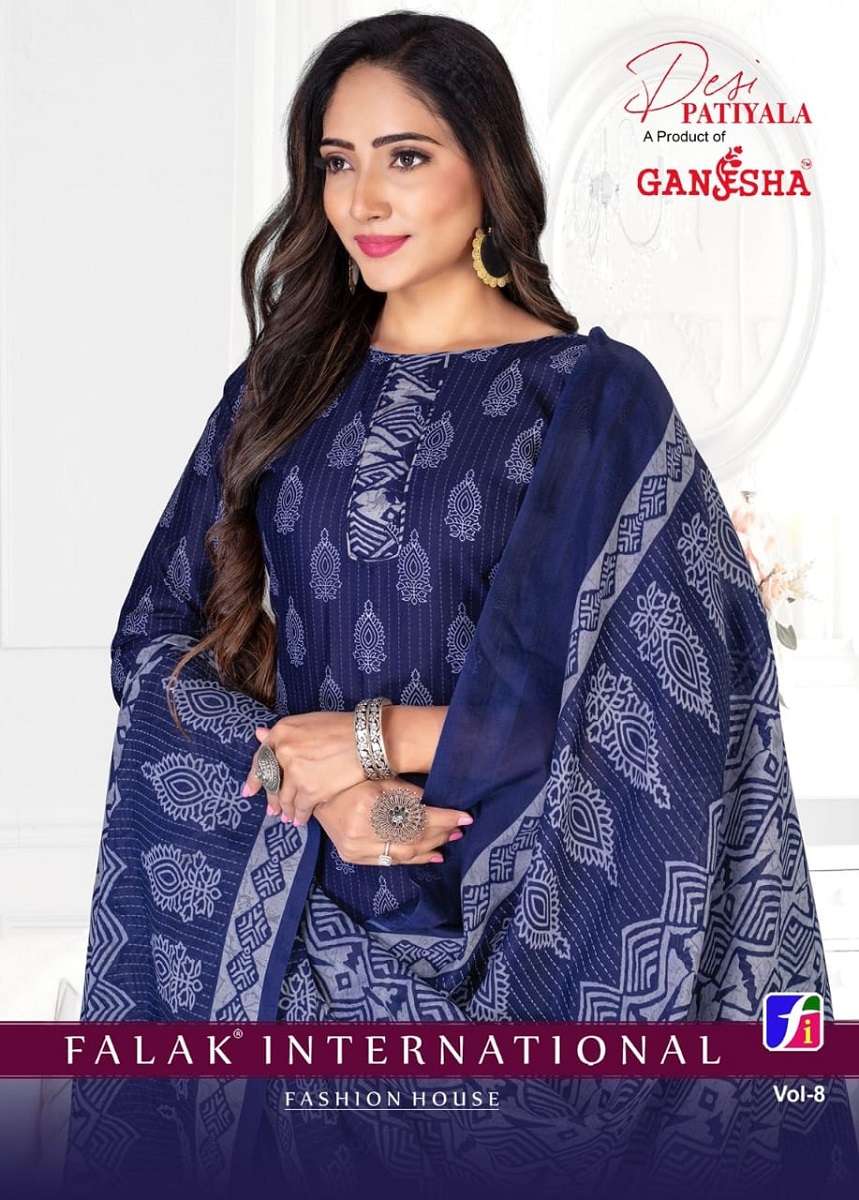 Ganesha Desi Patiyala Vol-8 series 8001-8010 soft cotton readymade suit
