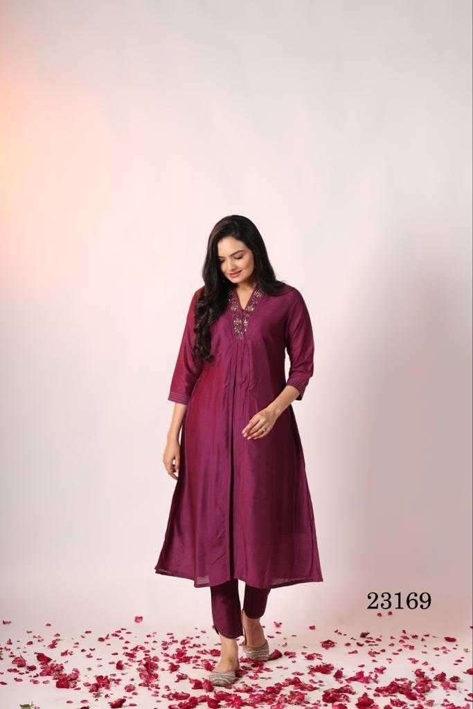 indira apparel 23169 Pure chanderi silk kurti pant 