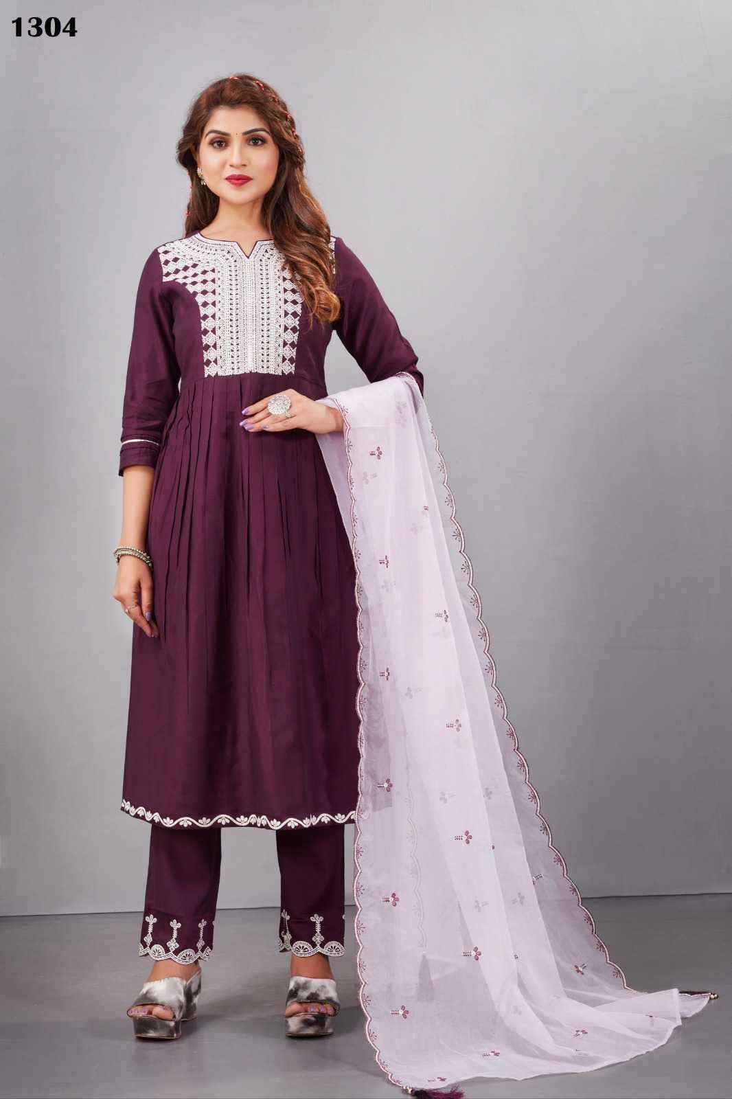 jivora luke fashion shyna series 1301-1305 organza suit