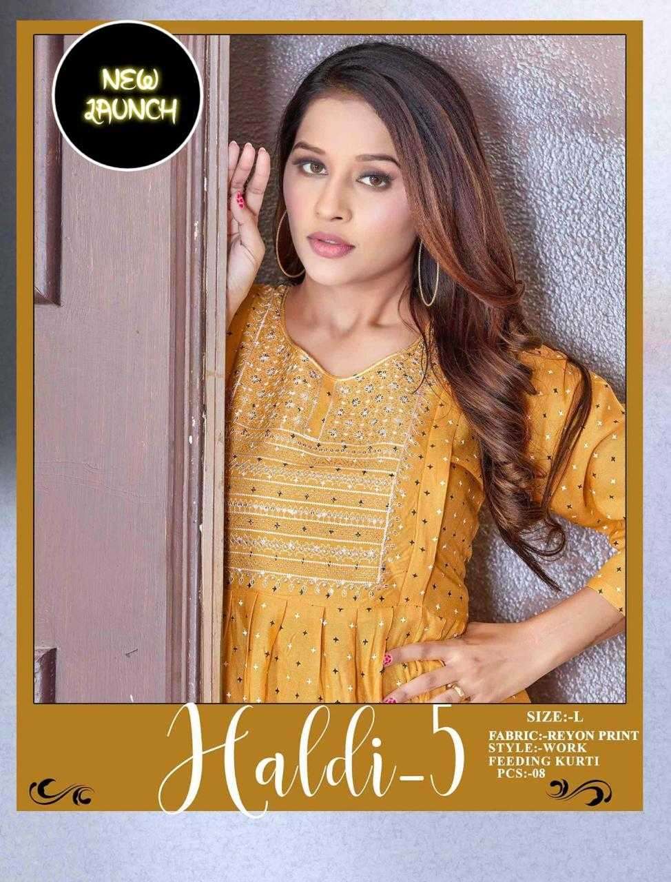 JLF HALDI VOL.5 series 9001-9008 rayon print kurti 