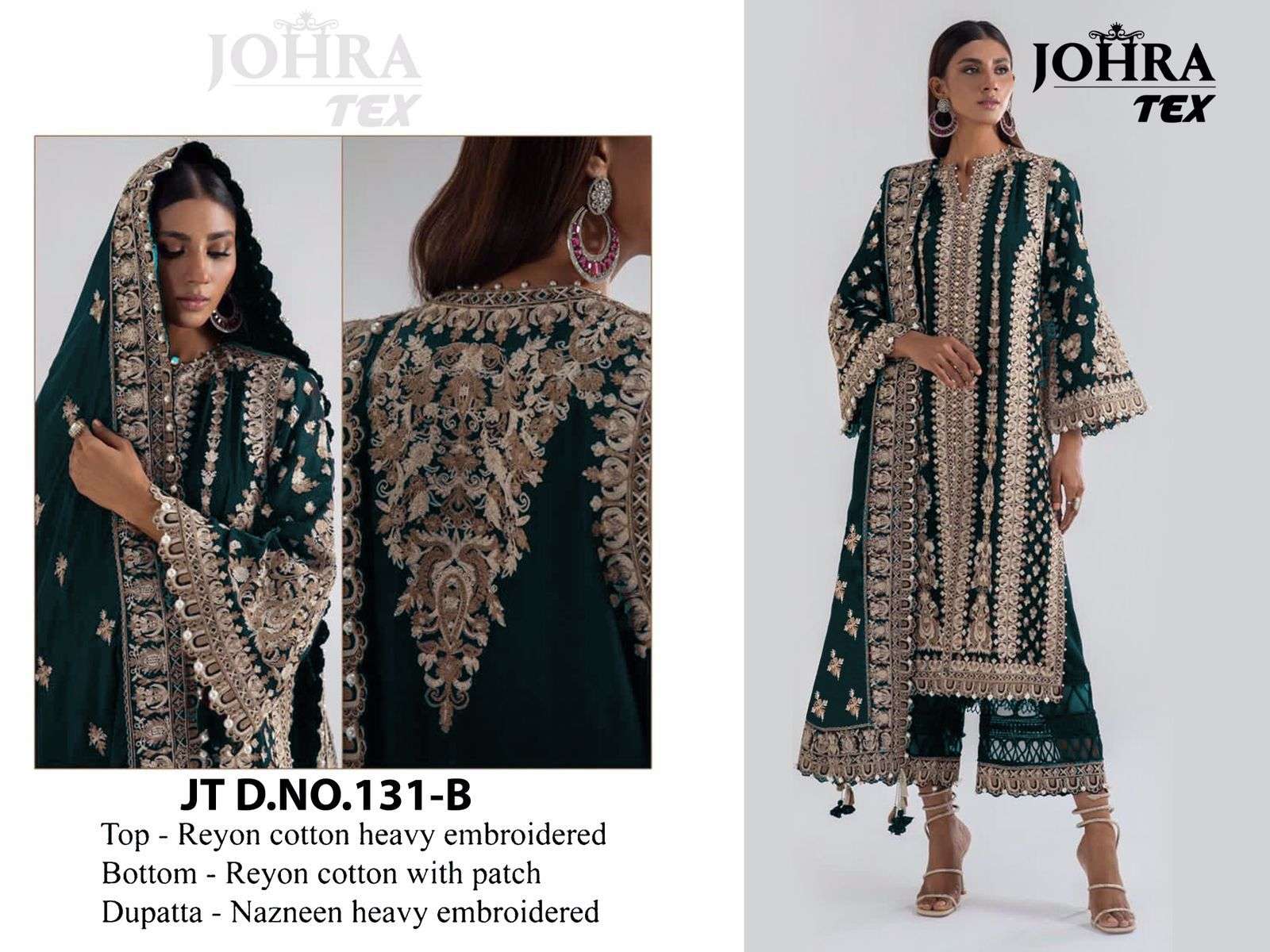 johra tex jt-131 b colours designer rayon cotton suit 