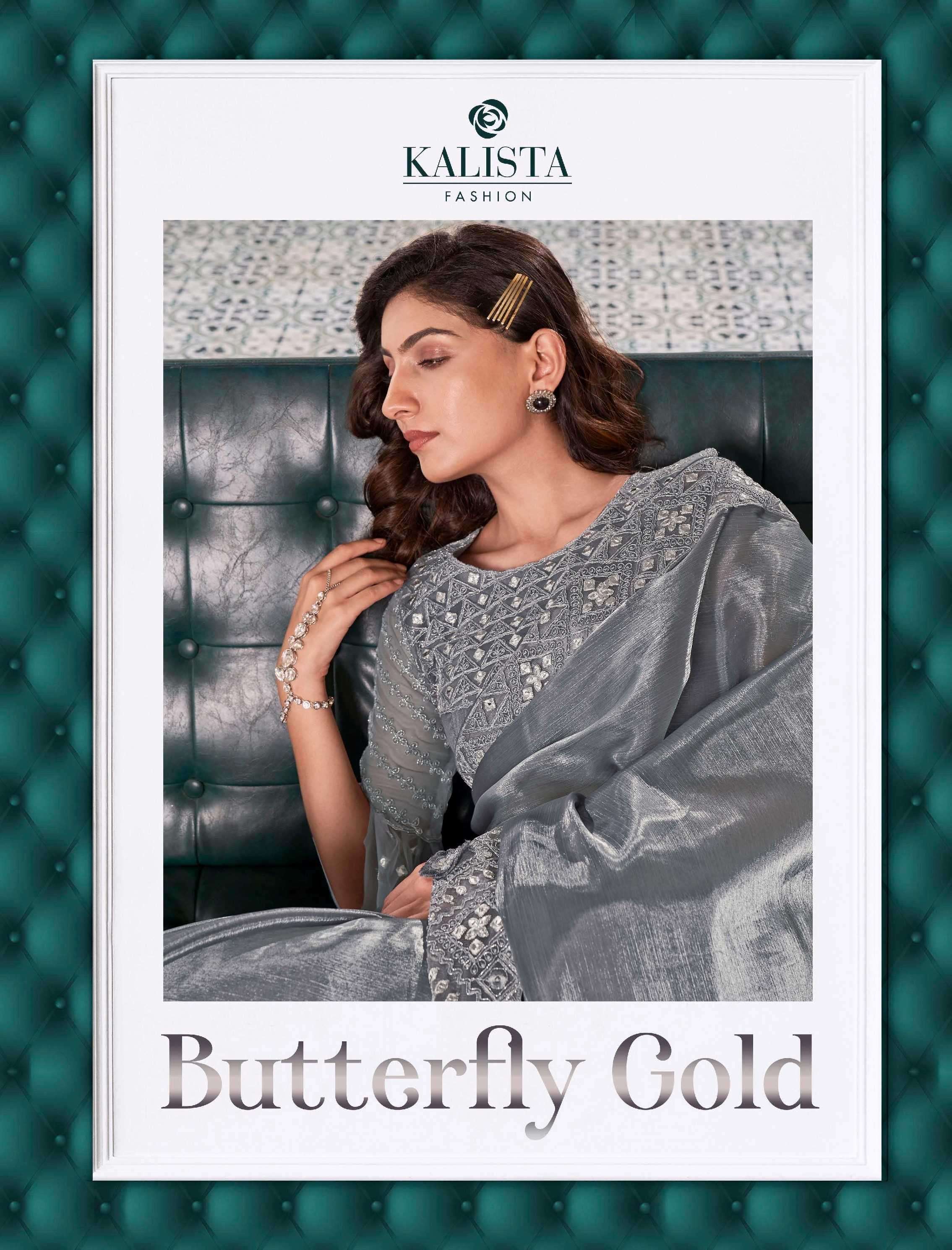 kalista fashion butterfly gold series 19001-19004 fancy saree